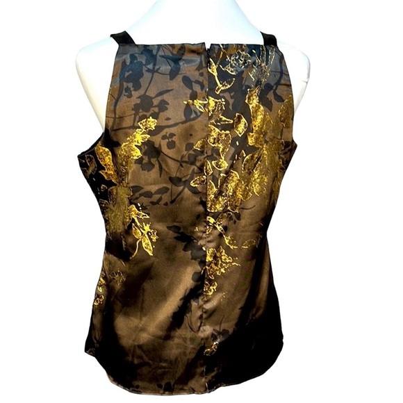 Tahari Silky Gold Design Blouse - Picture 3 of 4